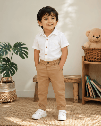 Boys Pure Cotton Chinos (Navy & Khaki) | Stretch Pants