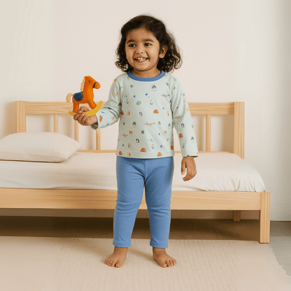 Unisex Pajama set Blue & Light green Soft & Breathable 100% Cotton