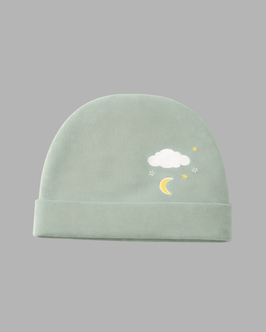Dreamy Cloud & Moon Green Baby Beanie Cap