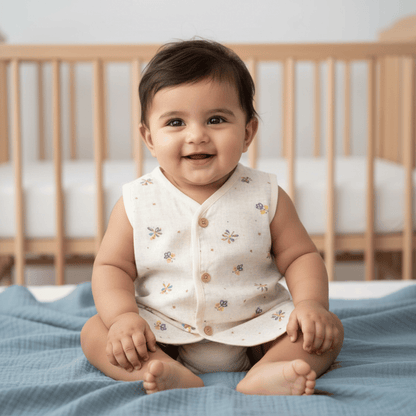 Unisex Soft Cotton Sleeveless Jhabla for Babies