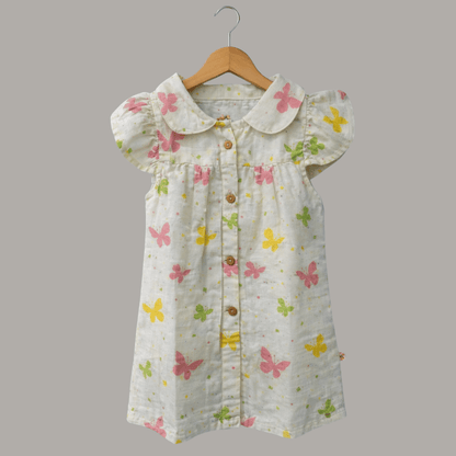 Cotton Butterfly Dream Collar Neck Frock
