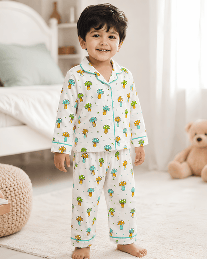 Todlerry Kids Cotton Night Suit – Mushroom Print