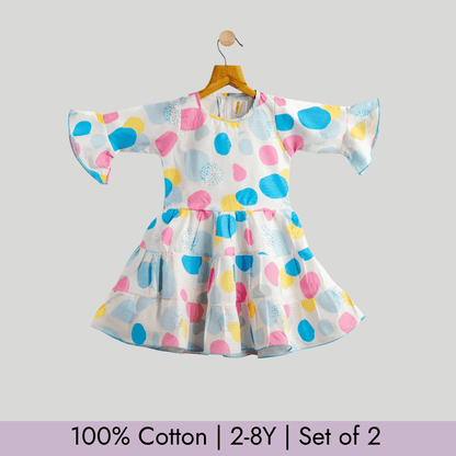 Todlerry Girls Frock | Pack of 2 |Soft & Breathable | 100% Cotton