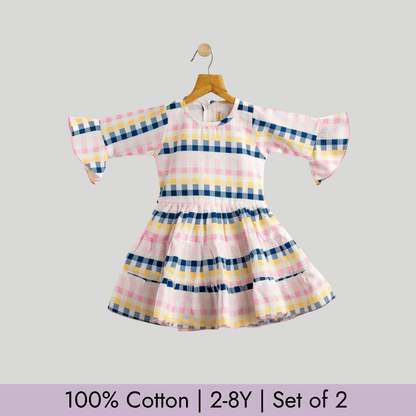 Todlerry Girls Frock | Pack of 2 |Soft & Breathable | 100% Cotton