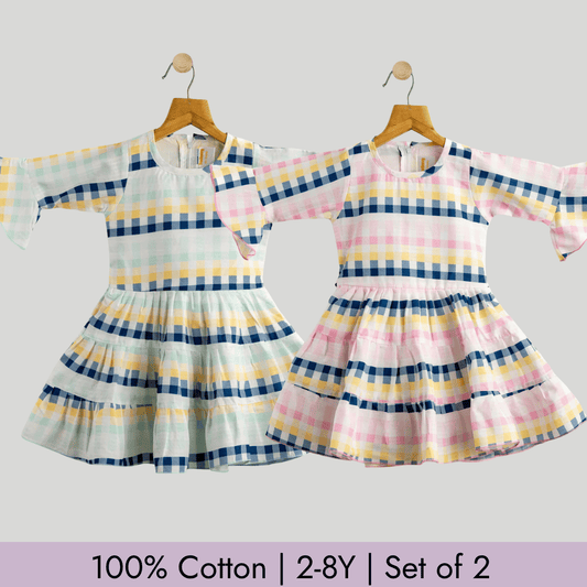Todlerry Girls Frock | Pack of 2 |Soft & Breathable | 100% Cotton