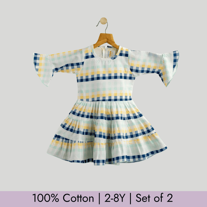Todlerry Girls Frock | Pack of 2 |Soft & Breathable | 100% Cotton