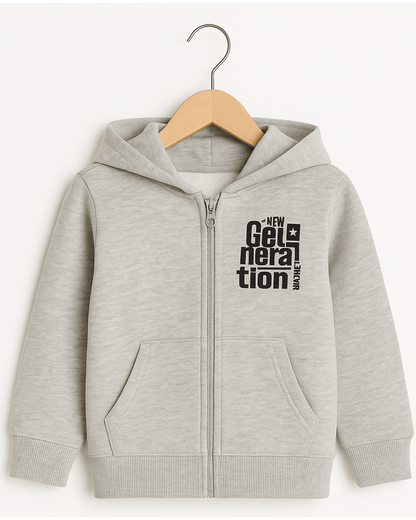 Off-White Full Sleeve with Front Zipper Hoodie for Kids 100% Cotton