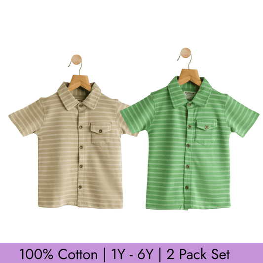Todlerry Boys Cotton Strips Shirt | Pack of 2 |Soft & Breathable | 100% Cotton