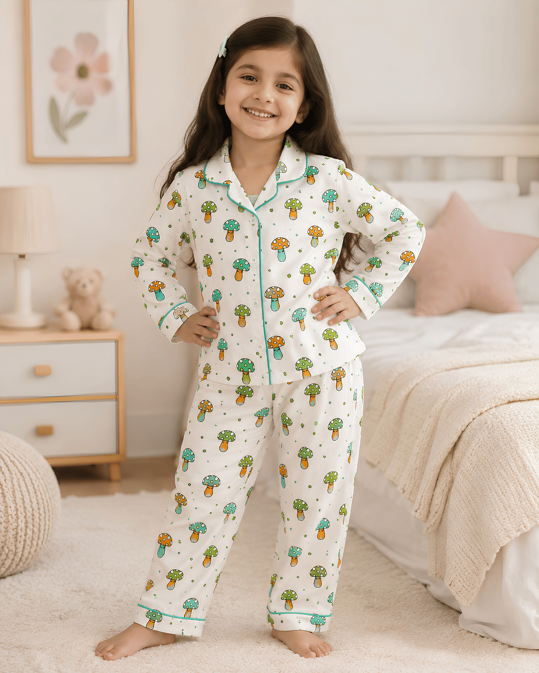 Todlerry Kids Cotton Night Suit – Mushroom Print
