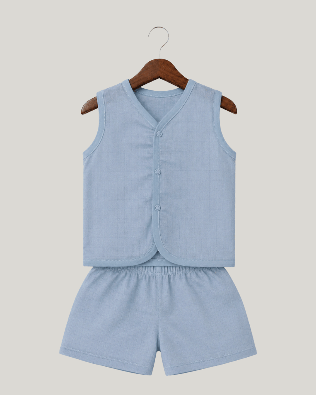 Soft Cotton Baby Blue Colour Jhabla & Shorts Set
