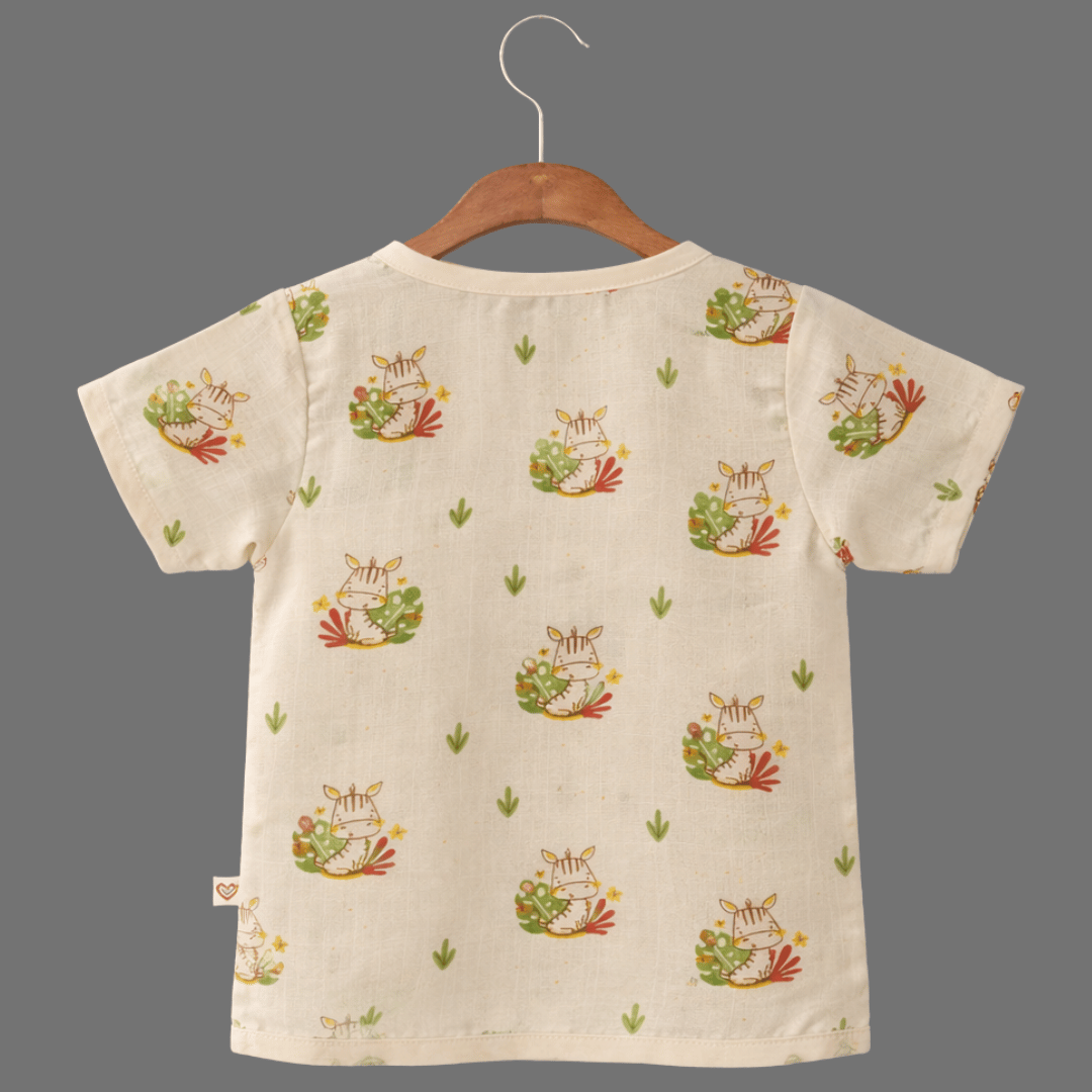 Unisex Comfy Cotton Cute Cow Jhabla With Soft Short Sleeve Button-Up