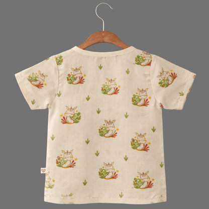 Unisex Comfy Cotton Cute Cow Jhabla With Soft Short Sleeve Button-Up