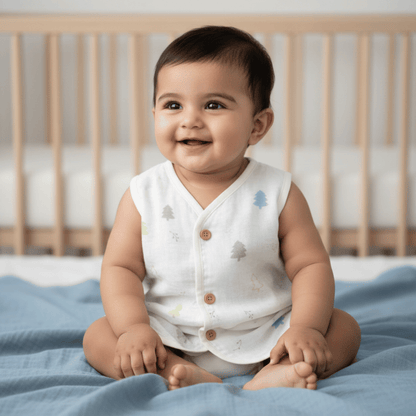 Unisex Soft Cotton Sleeveless Jhabla for Babies