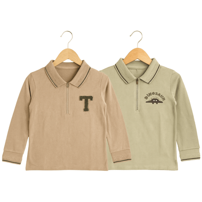 Boys Set of 2 Cotton Polo T-Shirt Soft & Breathable 100% Cotton