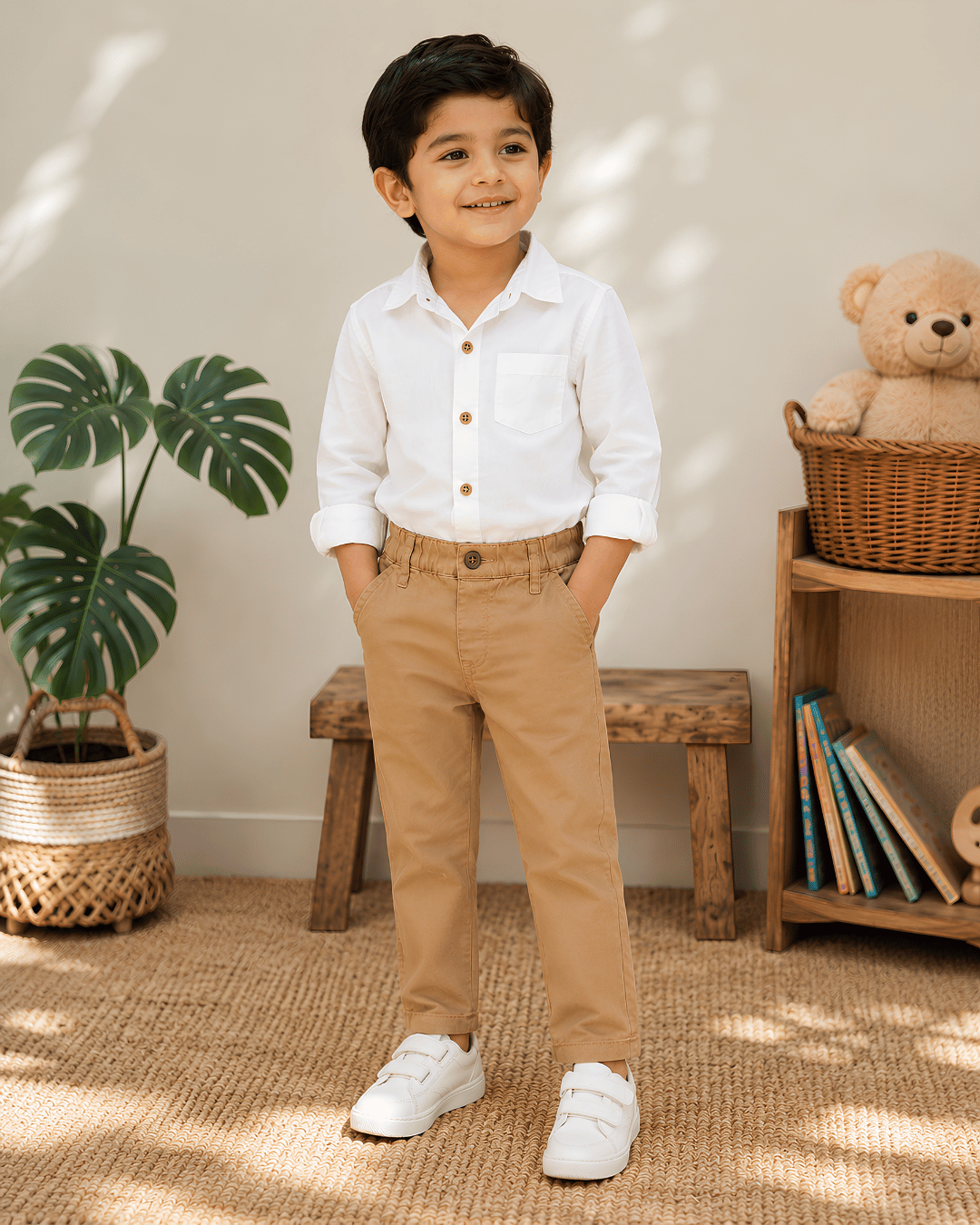 Boys Pure Cotton Chinos (Navy & Khaki) | Stretch Pants