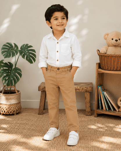 Boys Pure Cotton Chinos (Navy & Khaki) | Stretch Pants