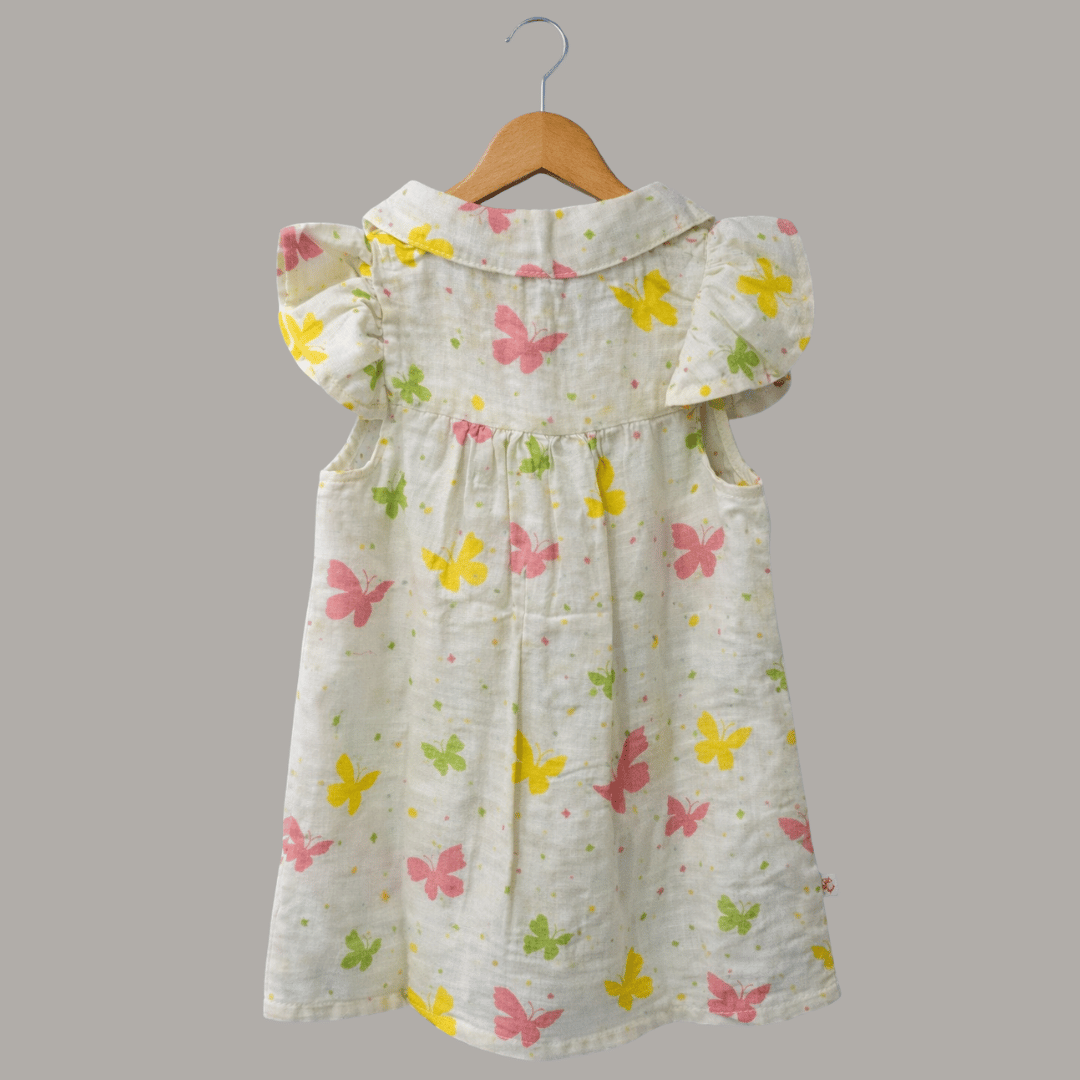 Cotton Butterfly Dream Collar Neck Frock