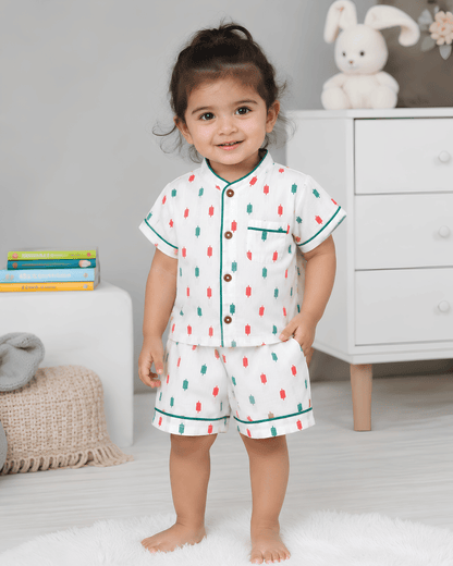 Todlerry 100% Cotton Kids Night Suit Set | Shirt & Shorts (4 Prints)