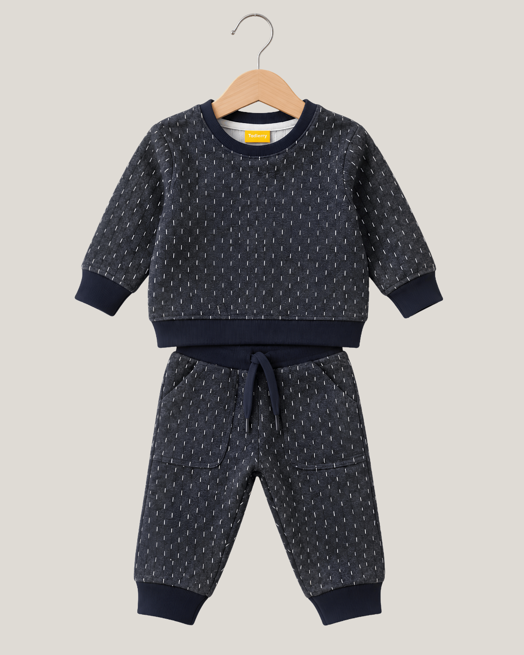 Todlerry Unisex Kids Winter Fleece Sweatshirt & Jogger Set - Navy
