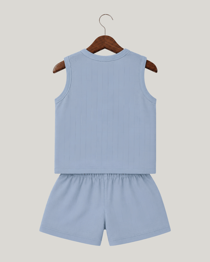 Soft Cotton Baby Blue Colour Jhabla & Shorts Set