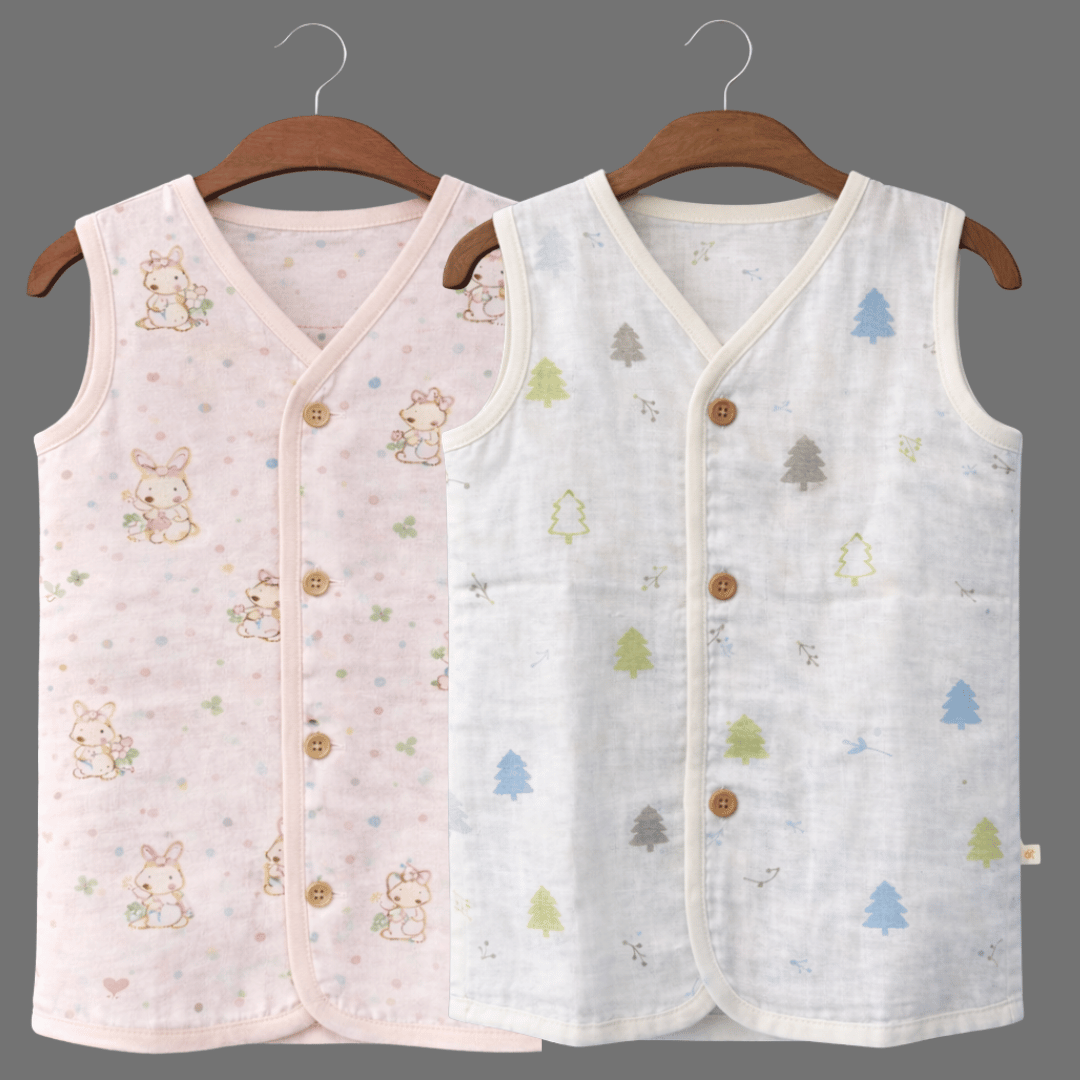 Unisex Soft Cotton Sleeveless Jhabla for Babies Combo sets