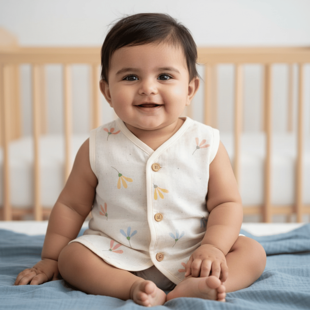Unisex Soft Cotton Sleeveless Jhabla for Babies