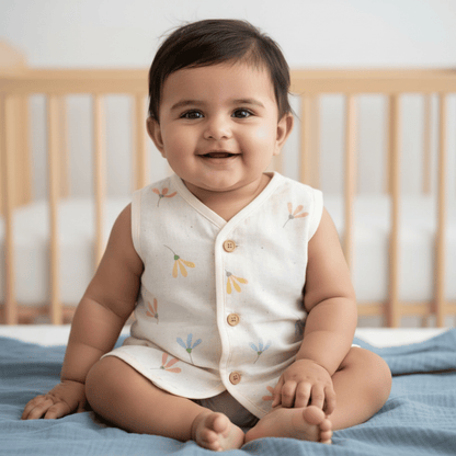 Unisex Soft Cotton Sleeveless Jhabla for Babies
