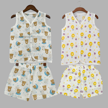 Summer Cotton Snap Up Jhabla & Shorts Set (Set of 2)