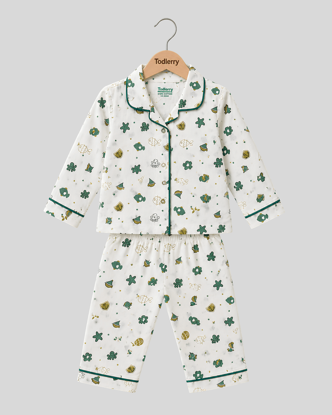 Todlerry Kids Cotton Night Suit – Fish Print