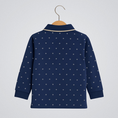 Todlerry Boys Cotton T-Shirt | Tiny Dots Navy  | Soft & Breathable | 100% Cotton