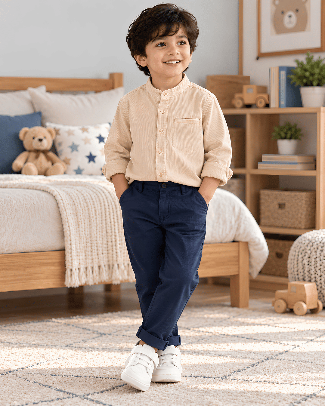 Boys Corduroy Shirt & Cotton Chinos Set-2-Piece Smart Casual & Festive Outfit