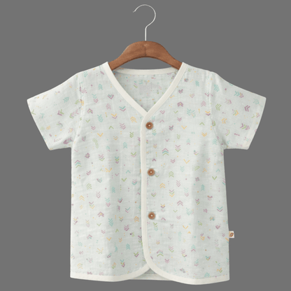 Unisex Comfy Cotton Tiny Arrows Jhabla With Soft Short Sleeve Button-Up