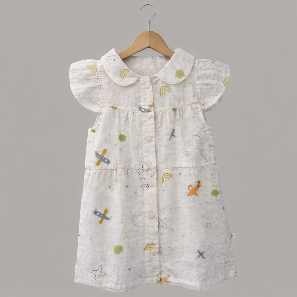 Cotton Cloud Pilot Collar Neck Frock