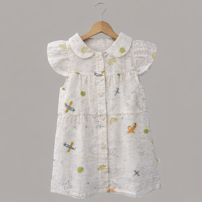 Cotton Cloud Pilot Collar Neck Frock