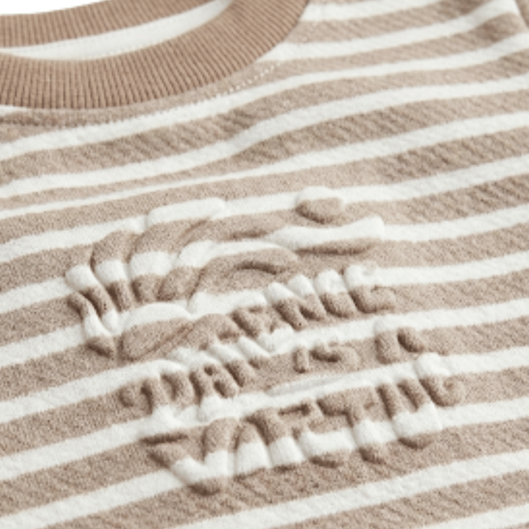 Unisex Brown Striped Full Sleeve Sweat Tee with matching Sweat pants for Kids 100% Cotton