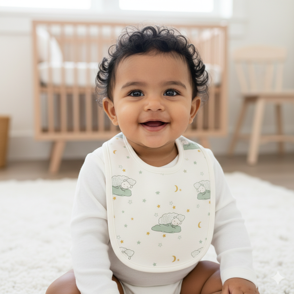 Dreamy Sheep Pattern white Bib