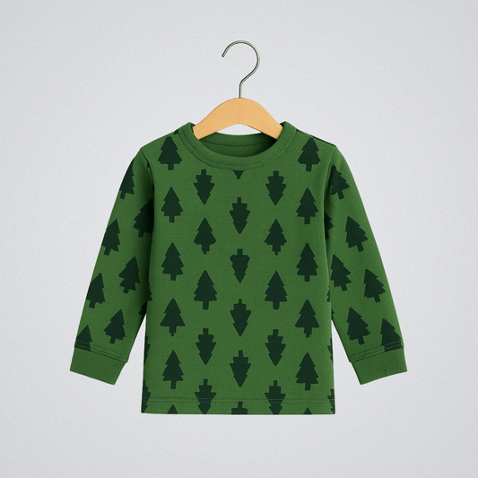 Todlerry Boys Cotton T-Shirt | Christmas Tree Green | Soft & Breathable | 100% Cotton