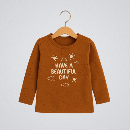 Todlerry Boys Cotton T-Shirt | Beautiful day Rusty Orange| Soft &  Breathable | 100% Cotton