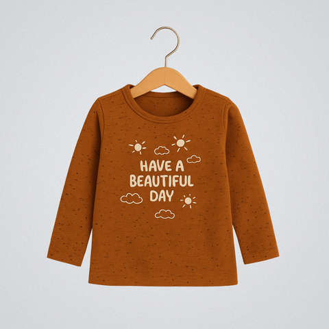 Boys Cotton T-Shirt Beautiful day Rusty Orange Soft &  Breathable 100% Cotton