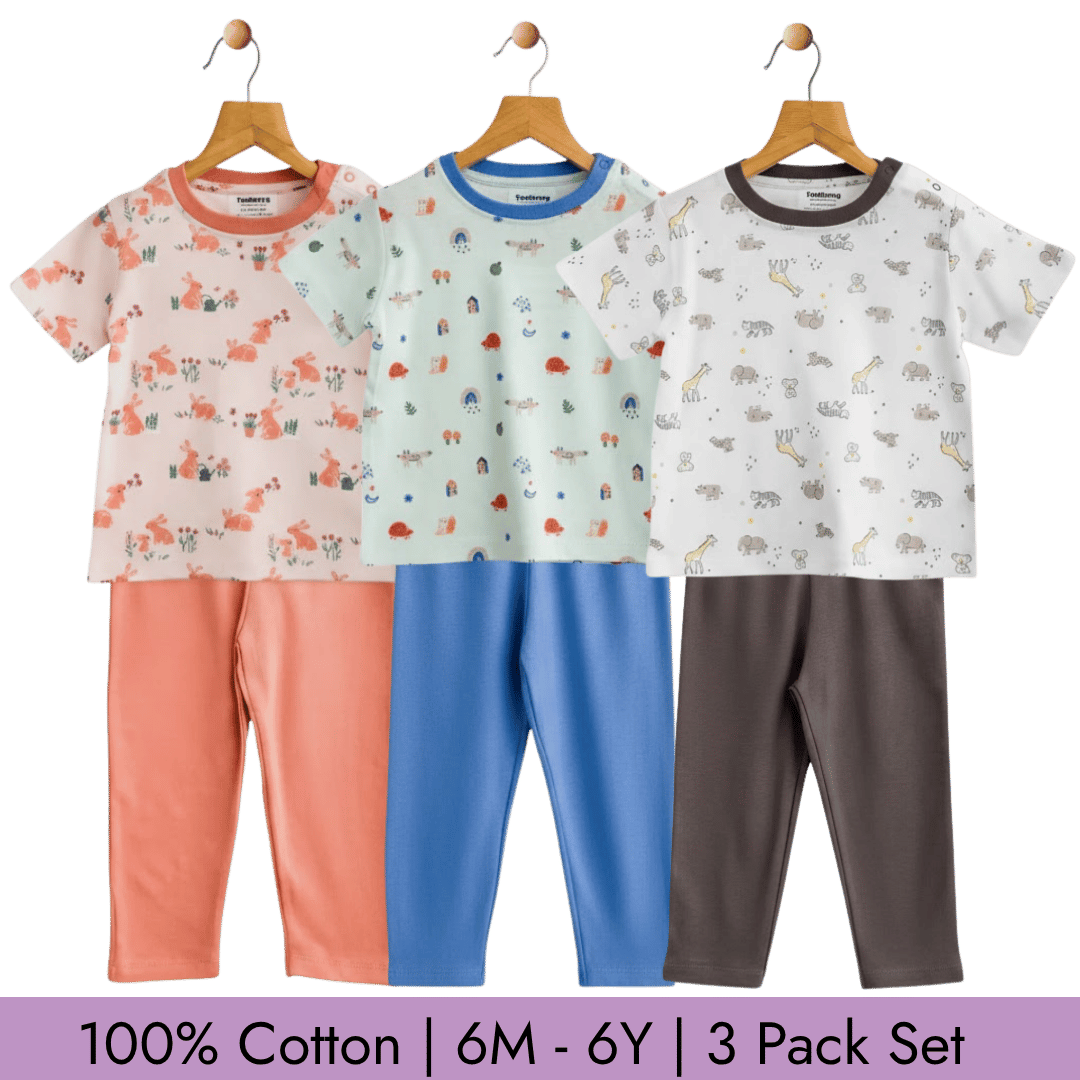Unisex Pajama set Set of 3 Soft & Breathable 100% Cotton