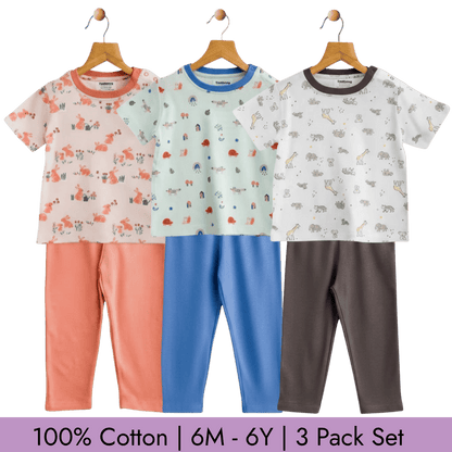 Unisex Pajama set Set of 3 Soft & Breathable 100% Cotton