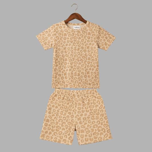 Trendy Half Sleeve Leopard Print Co-ord Set for Kids