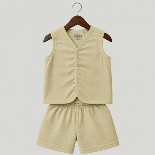 Soft Cotton Baby Light Yellow Colour Jhabla & Shorts Set
