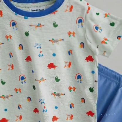 Unisex Pajama set Blue & Light green Soft & Breathable 100% Cotton