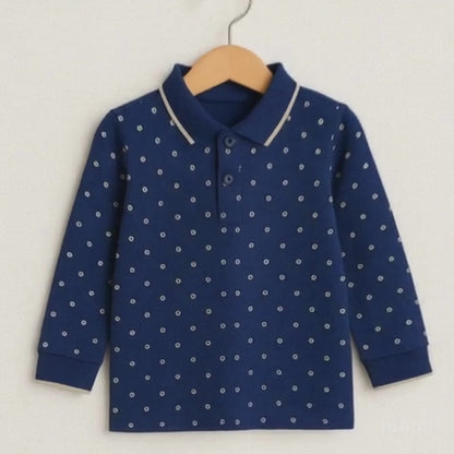 Todlerry Boys Cotton T-Shirt | Tiny Dots Navy  | Soft & Breathable | 100% Cotton