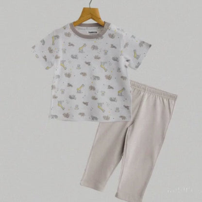 Unisex Pajama set White / Light Grey Soft & Breathable 100% Cotton